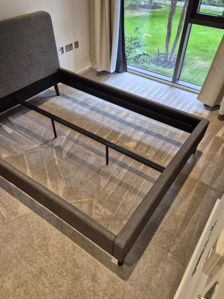 Carpet after professional hot-water extraction cleaning, showing refreshed pile and visible extraction lines